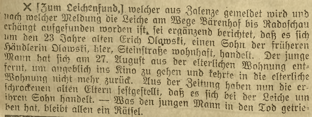 Artikel in der Oberschlesischen Volksstimme vom 7. September 1917